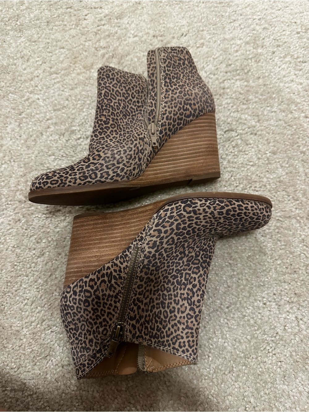 Lucky Brand Leopard-Print Wedge Ankle Boots - Brown & Black